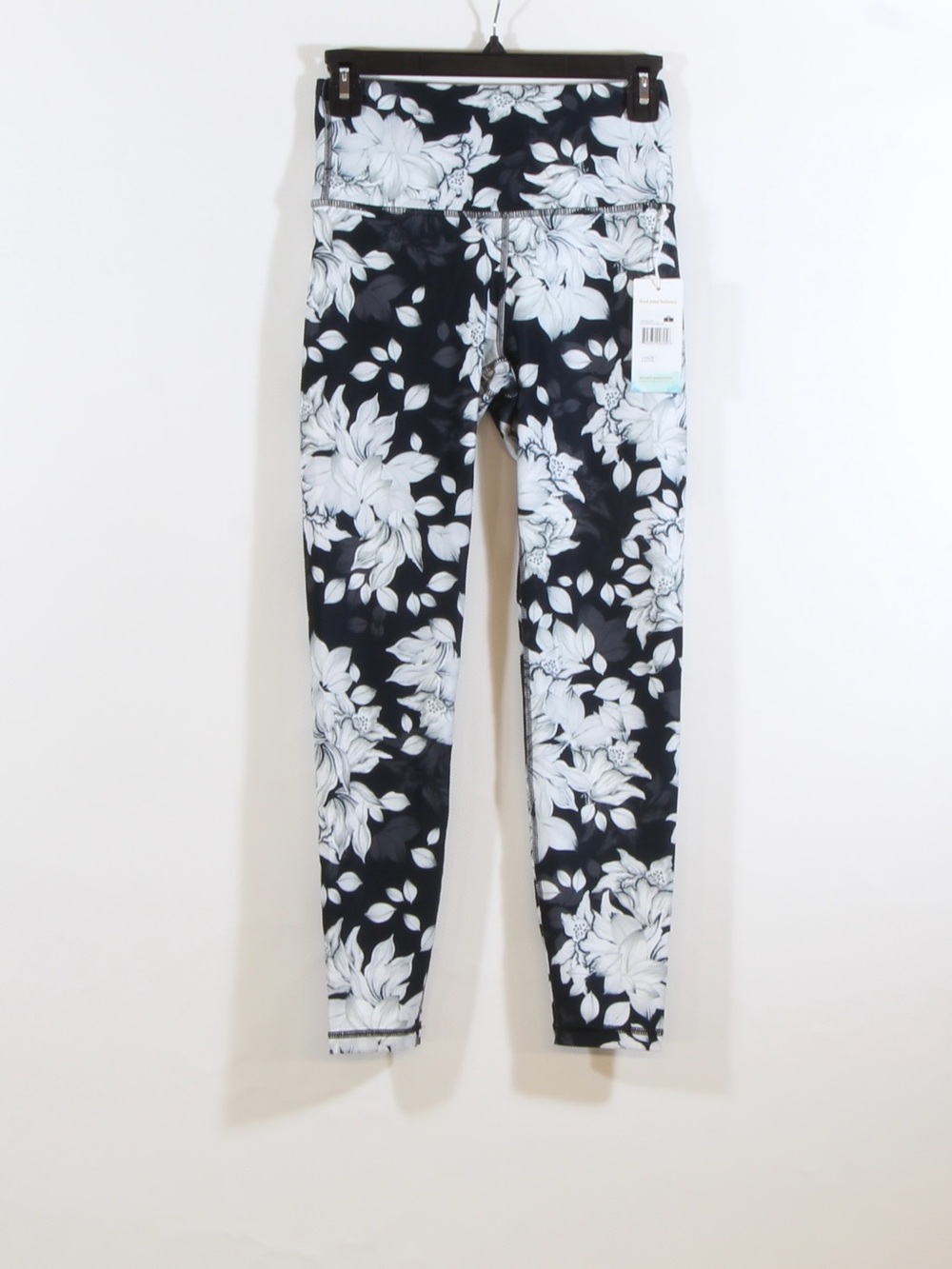 Balance Collection Black Illustrated Floral Leggings NWT